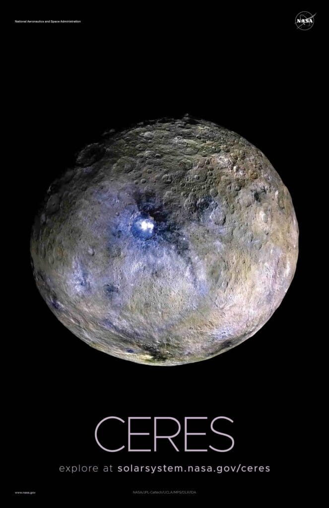 NASA-Ceres-globe-poster
NASA imagery of the dwarf planet Ceres in the asteroid belt between Mars and Jupiter.