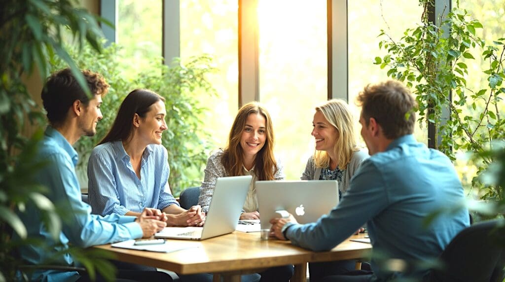 Groupe en discussion lors d’un atelier d’astrocartographie, illustrant l’apprentissage et l’échange autour des cartes planétaires.