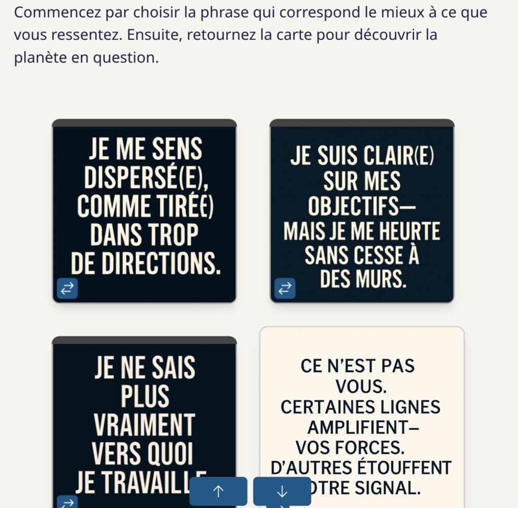 Cartes de diagnostic issues du guide interactif de 96 pages rédigé par Kristine Odegard.