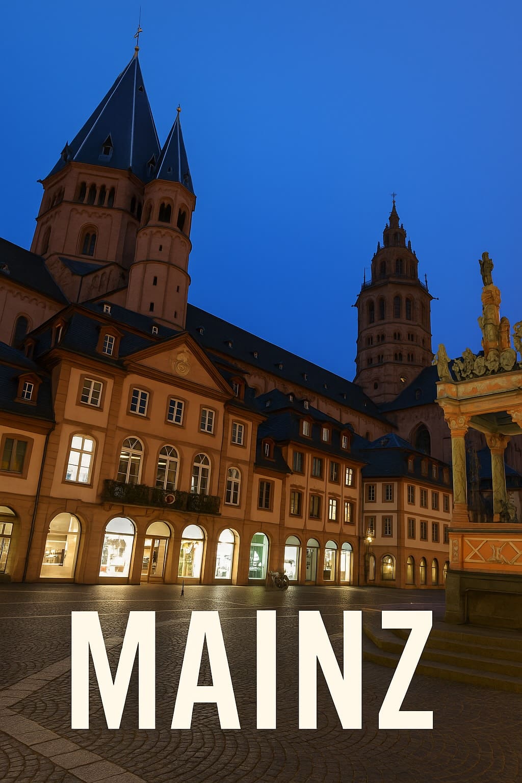 Marktplatz in Mainz, Germany, with St. Martin’s Cathedral and the Market Fountain, used as the cover image for the Anne C. Schneider astrocartography interview.
